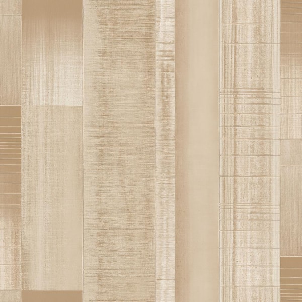 Unbranded TexStyle Collection Beige Agen Stripe Metallic Finish Non-Pasted on Non-Woven Paper Wallpaper Roll