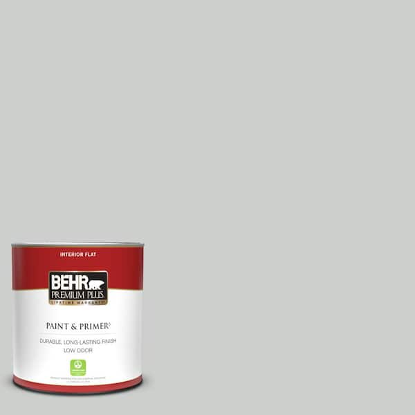 BEHR PREMIUM PLUS 1 qt. #N460-2 Planetary Silver Flat Low Odor Interior Paint & Primer