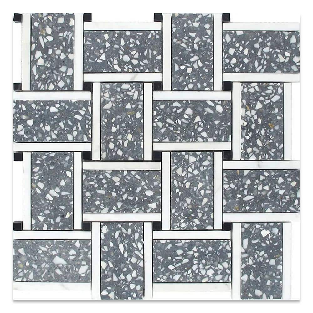Stellare 4 in. x 5 in. Honed Gray, White Terrazzo, Marble Mosaic Wall and Floor Tile Sample price history on PriceWatchPro