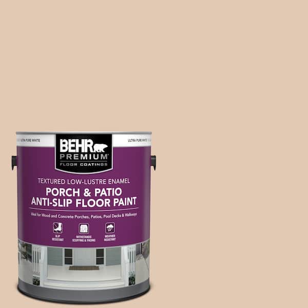 BEHR PREMIUM 1 gal. #290E-2 Oat Cake Textured Low-Lustre Enamel Interior/Exterior Porch and Patio Anti-Slip Floor Paint