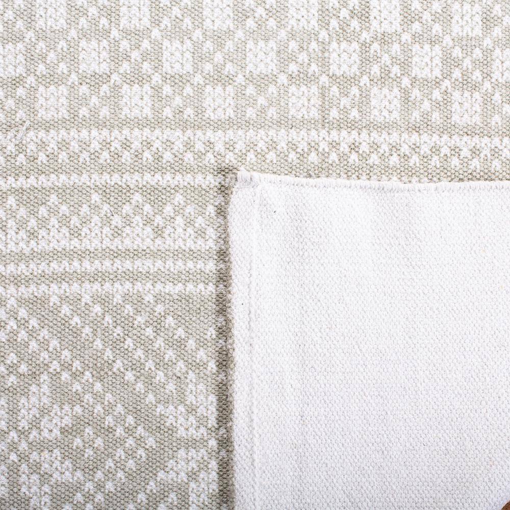 Silver and Ivory Geometric Cotton 4' x 6' Handmade Rug