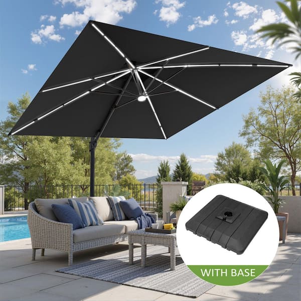 best offset patio umbrella with solar lights Best Choice Products 10ft 360-Degree Solar LED Lit Cantilever Patio Umbrella, Outdoor Hanging Shade