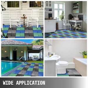 12 in. x 12 in. x 0.5 in. Outdoor Interlocking Tiles Composite Rubber Deck Tiles for Pool Deck Patio in Black (55-Packs)