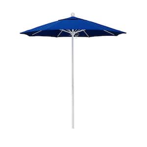7.5 ft. White Aluminum Commercial Market Patio Umbrella with Fiberglass Ribs and Push Lift in Pacific Blue Pacifica