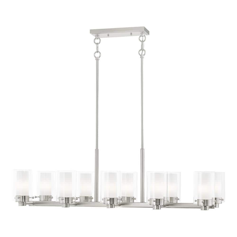 Manhattan Brushed Nickel 10-Light Chandelier with Clear Glass Shades