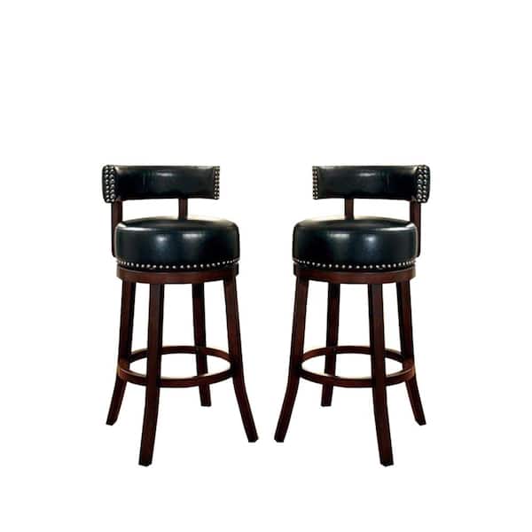 Shirley 38.25 in. Dark Oak Low Back Wood 30 in. Bar Stool