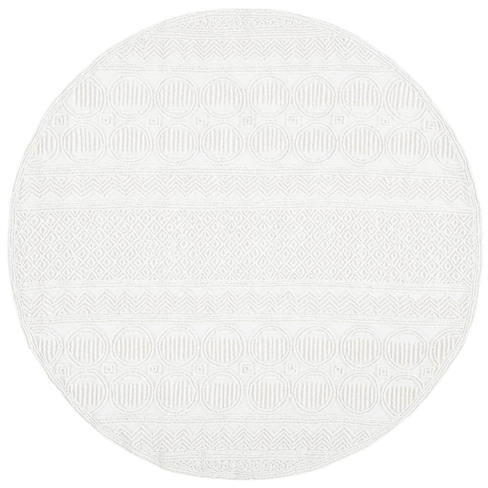 SAFAVIEH Trace Ivory 7 ft. x 7 ft. Chevron Round Area Rug TRC402A7R
