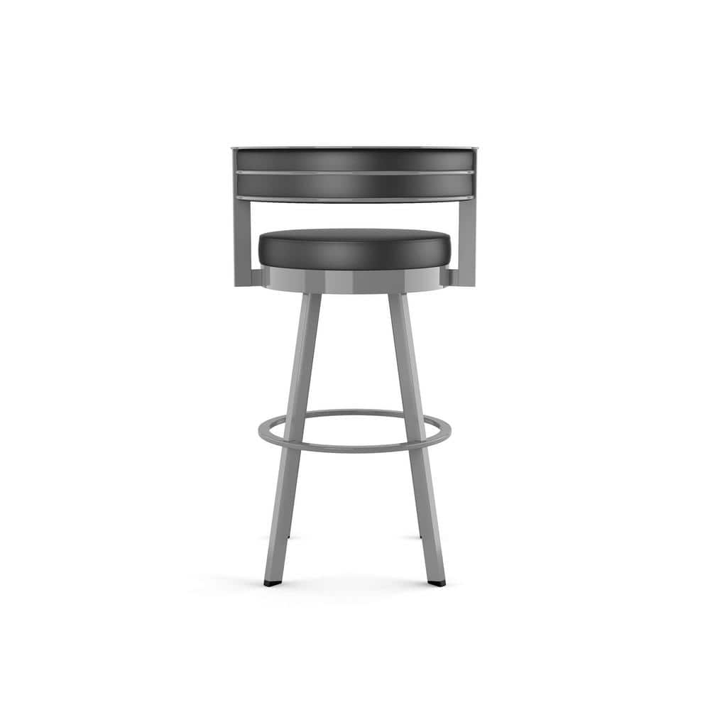 Black Faux Leather and Metal Swivel Bar Stool
