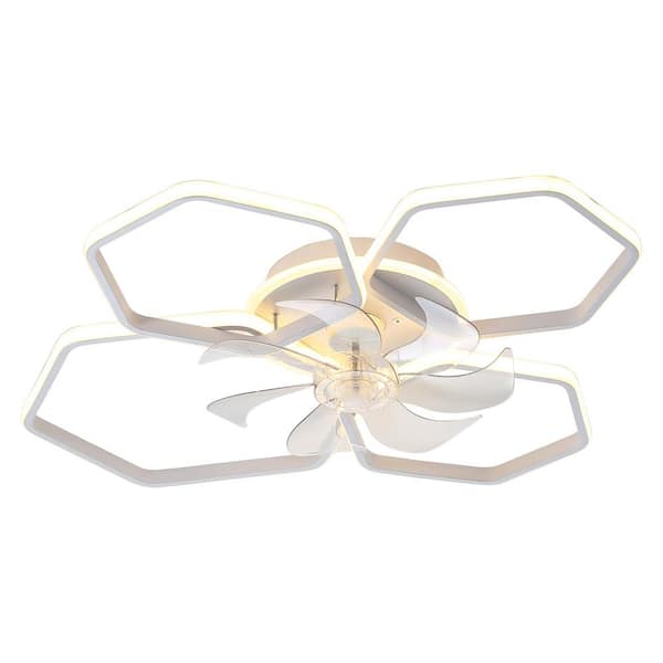 30 in. Indoor White Ceiling Fan with Integrated LED with Remote Included