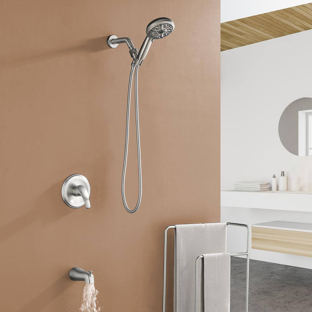 Brushed Nickel Wall Mounted Rain Shower System with Handheld