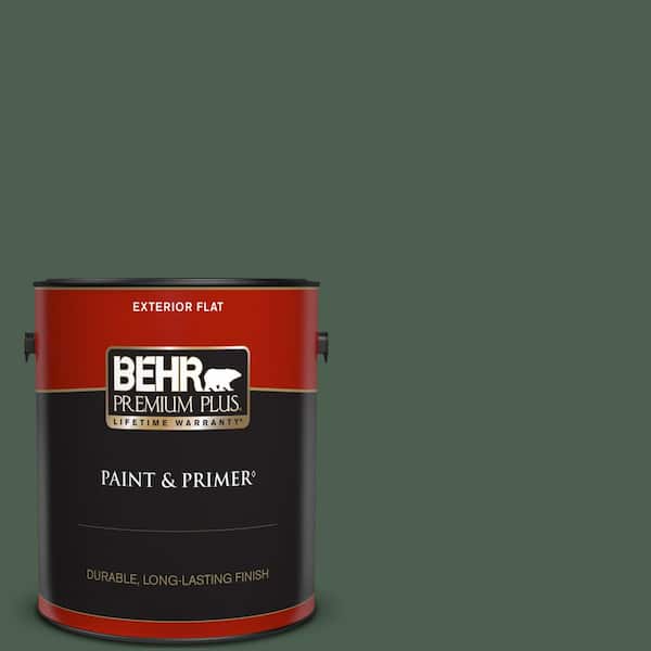 BEHR PREMIUM PLUS 1 gal. #N400-7 Vine Leaf Flat Exterior Paint & Primer