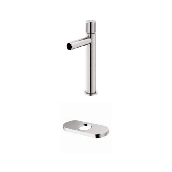 Ashford Single Handle Vessel Faucet and 5.5 in. Deck Plate in Brushed Nickel (2-Piece Set)