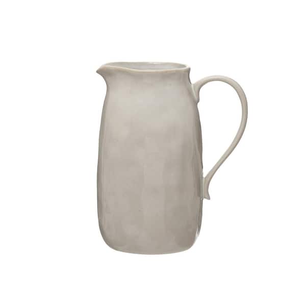 Storied Home 64 fl. oz. Reactive Glaze White Stoneware Pitcher