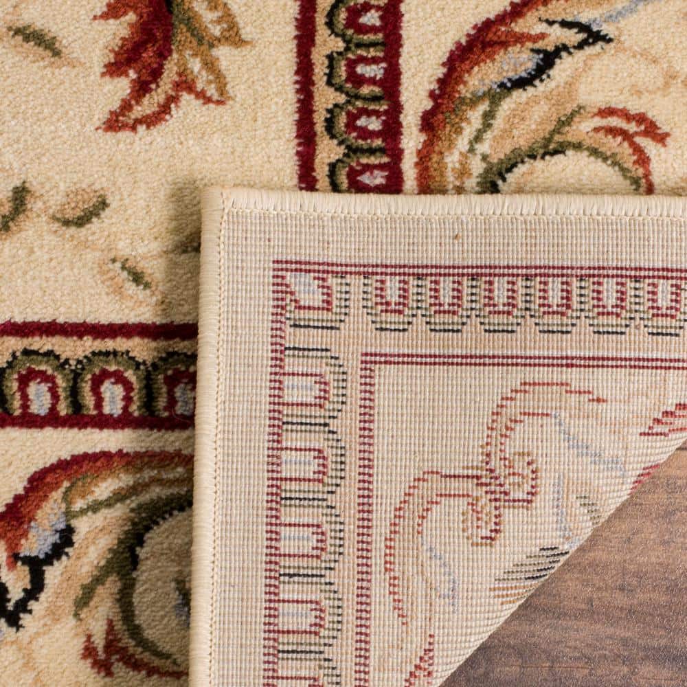 Ivory Floral Hand-Knotted Synthetic Square Rug, 8' x 8'