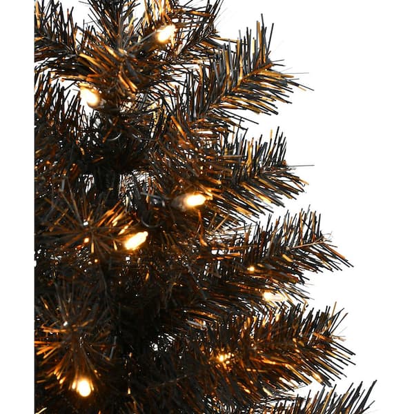 Haunted Hill Farm Warm LED 6-ft Tinsel Garland - Black