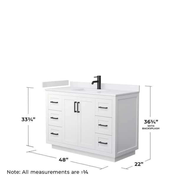 Miranda 48 in. W Single Bath Vanity in White with Cultured Marble Vanity Top in White with White Basin
