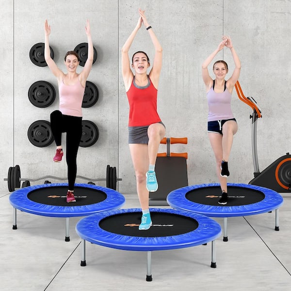 38 in. Mini Folding Trampoline Portable Recreational Fitness Rebounder Blue