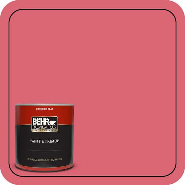 BEHR PREMIUM PLUS 1 qt. #P150-5A Strawberry Taffy Flat Exterior Paint and Primer
