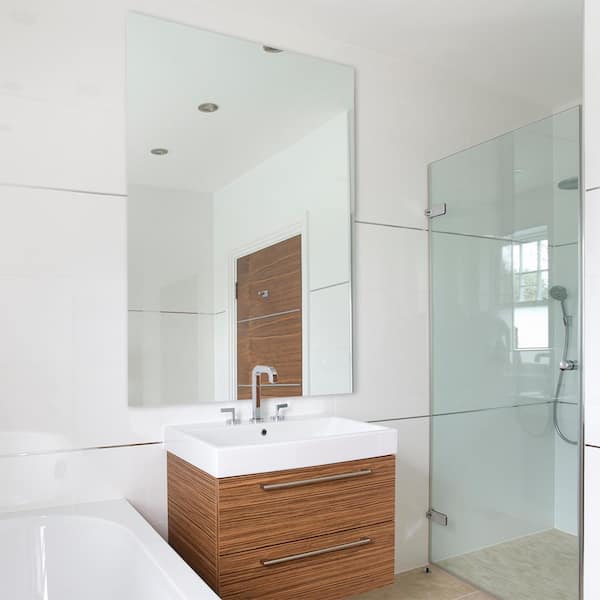 Glacier Bay 36 In W X 60 H, How To Hang A Large Frameless Bathroom Mirror