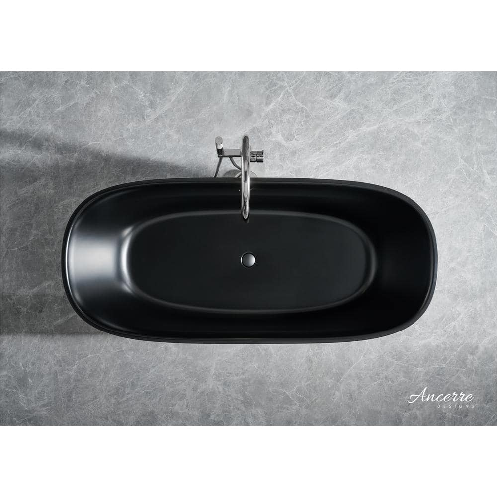Fiore 67'' Matte Black Acrylic Freestanding Bathtub