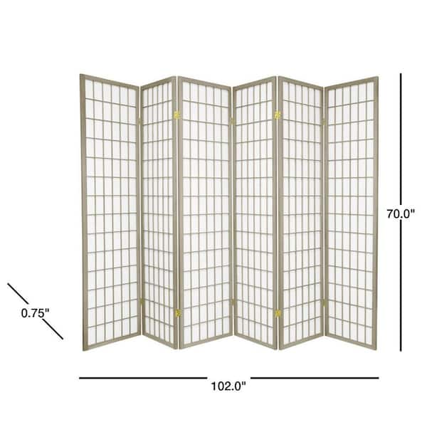 6 ft. Grey Window Pane 6-Panel Room Divider