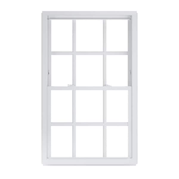 American Craftsman 33.75 in. x 53.25 in. 50 Series  White Double Hung Low-E Argon Glass Vinyl Replacement Window with Grids, Screen Incl
