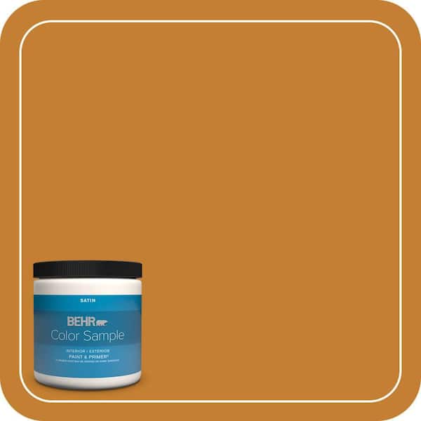 BEHR PREMIUM PLUS 8 oz. #S-H-290 Exotic Honey Satin Enamel Interior/Exterior Paint & Primer Color Sample