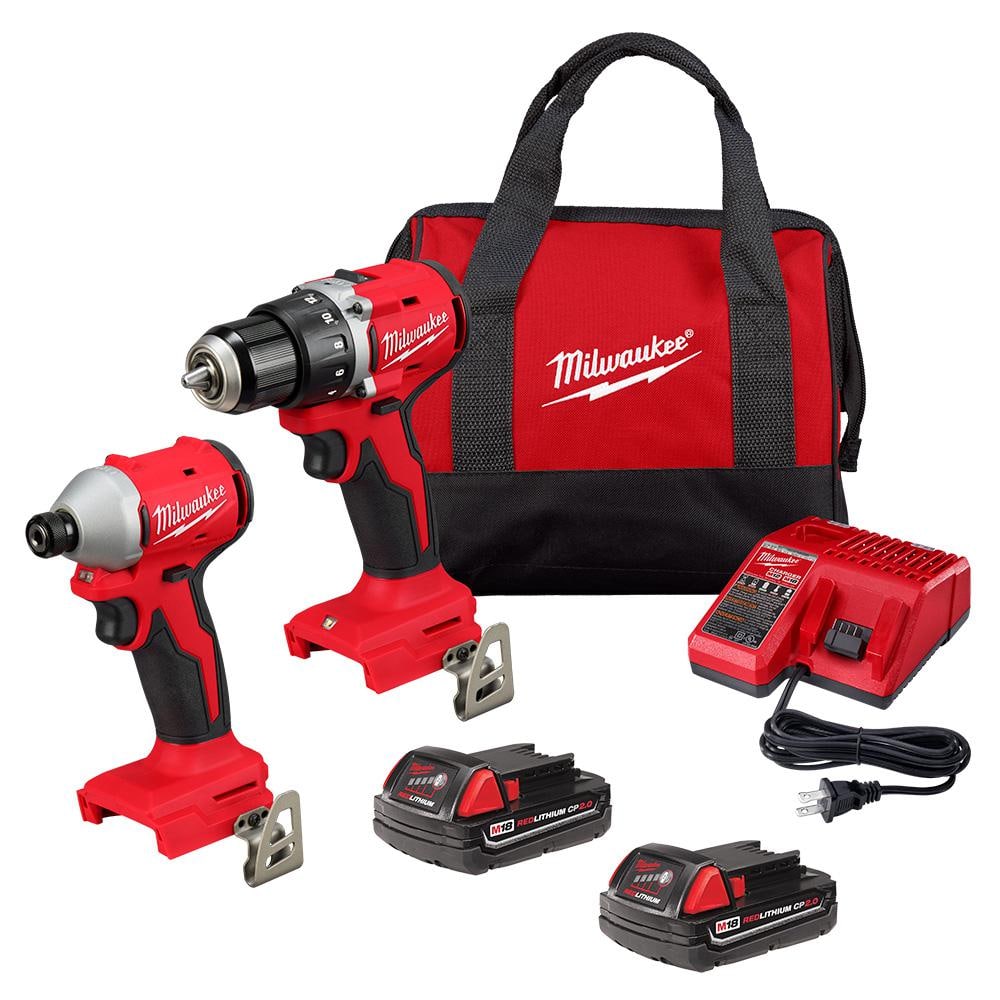 Milwaukee M18 18V Lithium-Ion Brushless Cordless Compact Drill/Impact Combo  Kit (2-Tool) w/(2) 2.0 Ah Batteries, Charger  Bag 3692-22CT The Home  Depot