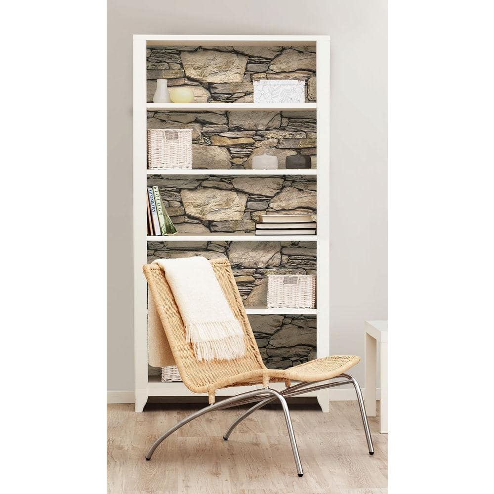 Hadrian Brown Stone 3D Peel & Stick Wallpaper