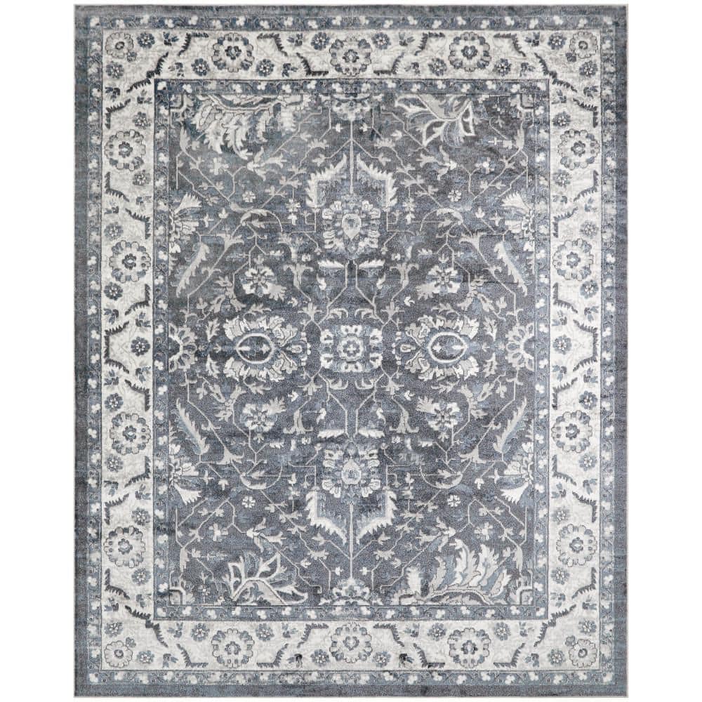 Nourison Astra Machine Washable Slate 8 ft. x 10 ft. Medallion ...