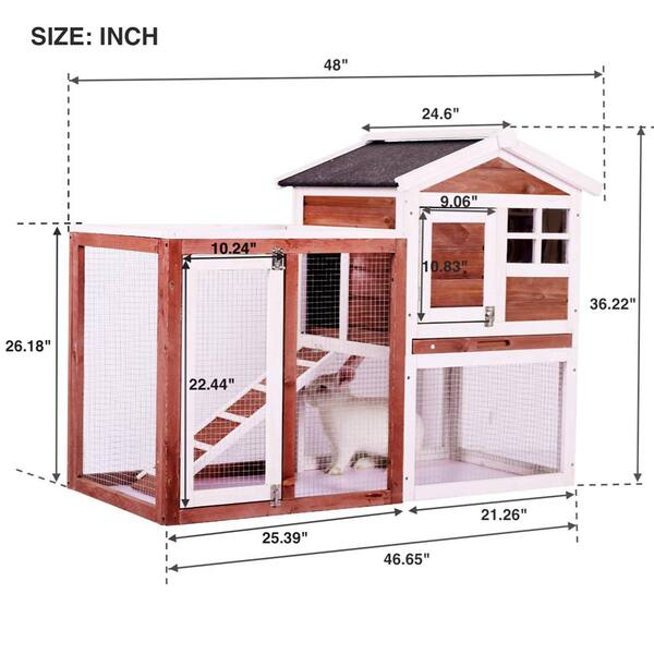 New 48" Wooden Rabbit Hutch Chicken Coop Hen House Poultry Pet Cage 