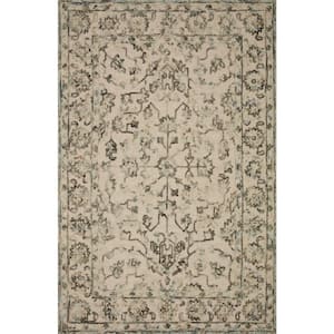 Halle Grey/Sky 2 ft. x 5 ft. Traditional Wool Pile Area Rug