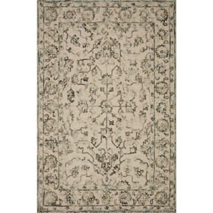 Halle Grey/Sky 3 ft. 6 in. x 5 ft. 6 in. Traditional Wool Pile Area Rug