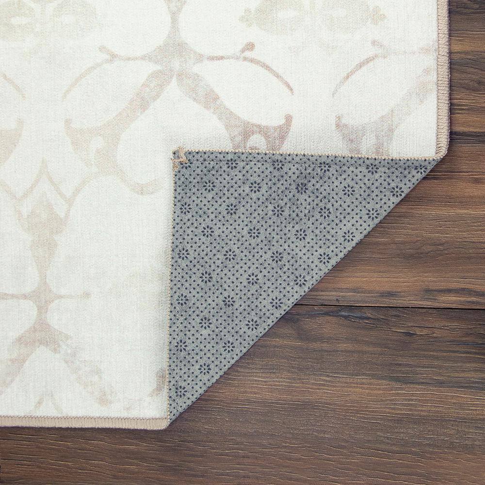 Ivory Flat Woven Synthetic Washable 5' x 7' Rug