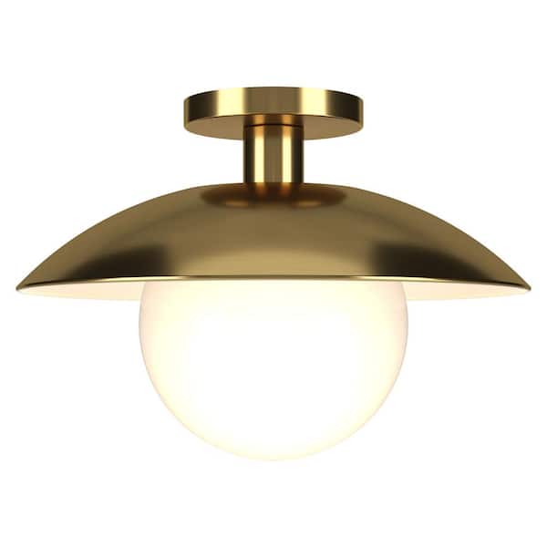 Meyer&Cross Alvia 14.5 in. Brass Semi Flush Mount with Glass Shade