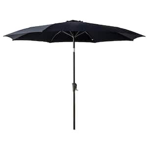 11 ft. Aluminum Market Tilt Patio Umbrella with Fiberglass Rib Tips in Black Solution Dyed Polyester