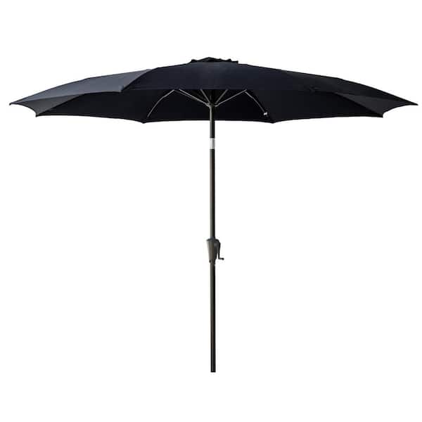 C-Hopetree 11 ft. Aluminum Market Tilt Patio Umbrella with Fiberglass Rib Tips in Black Solution Dyed Polyester