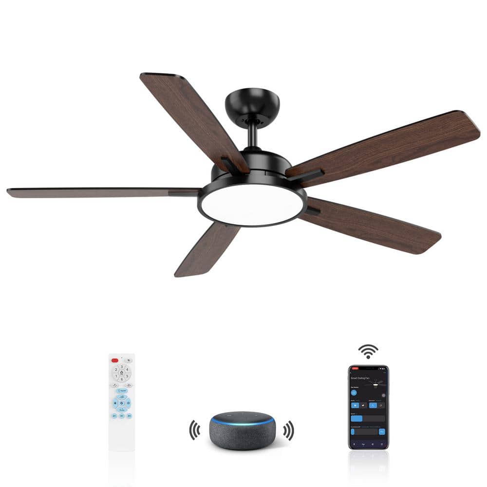 T5 52 in. Smart Indoor Black Ceiling Fan with Dimmable LED Light Compatible with Google Home Alexa App Control price history on PriceWatchPro