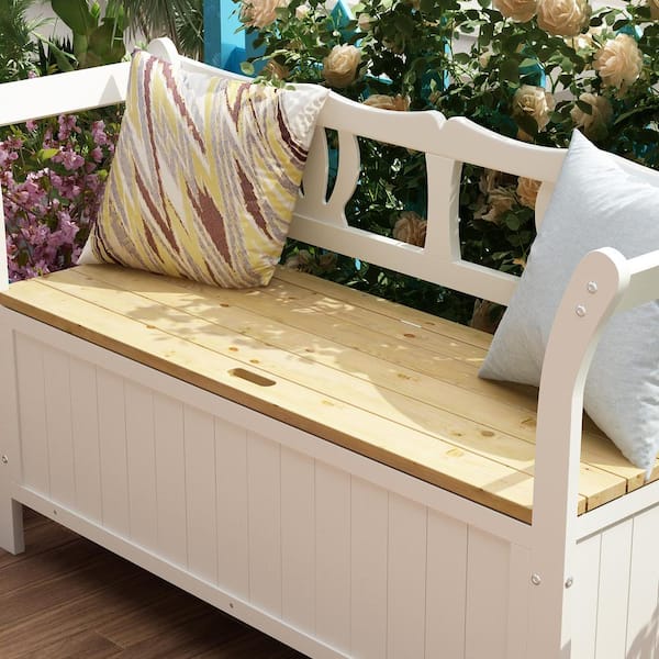 Outdoor white on sale storage bench