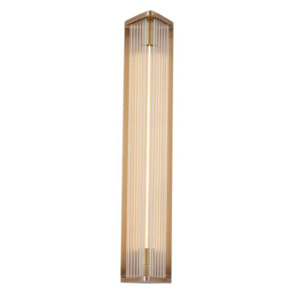 Sabre 23-in 1 Light 8-Watt Ribbed Glass/Vintage Brass Integrated LED Vanity Light