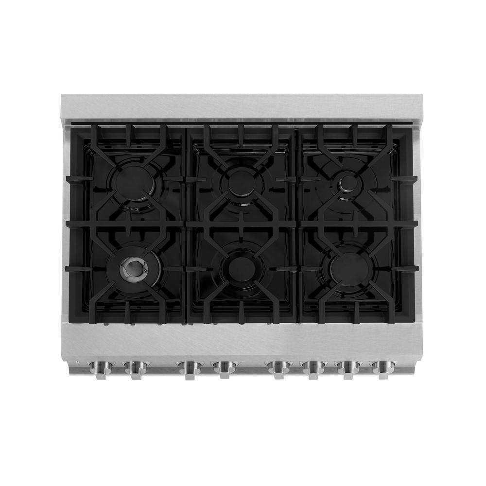 ZLINE 36" DuraSnow Stainless Steel Dual Fuel Range with 6 Burners