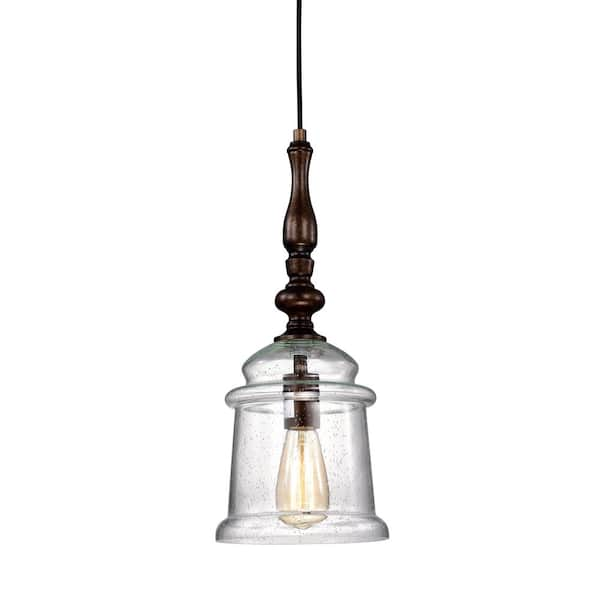 Wilson Traditional 1-Light Oil Rubbed Bronze Pendant with Glass Bell Jar Shade