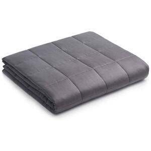 Dark Grey Cotton 17 lbs. 60 in. x 80 in. Premium Weighted Blanket for Queen and King Beds