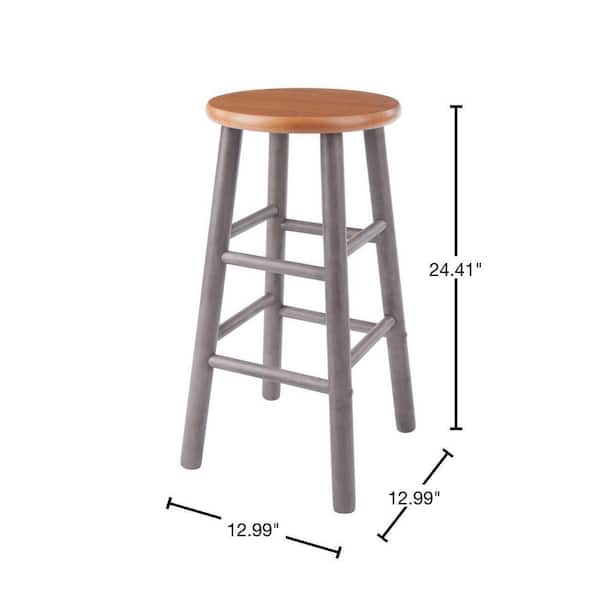 WINSOME WOOD Huxton Gray and Teak 24 in. H Counter Stool Set