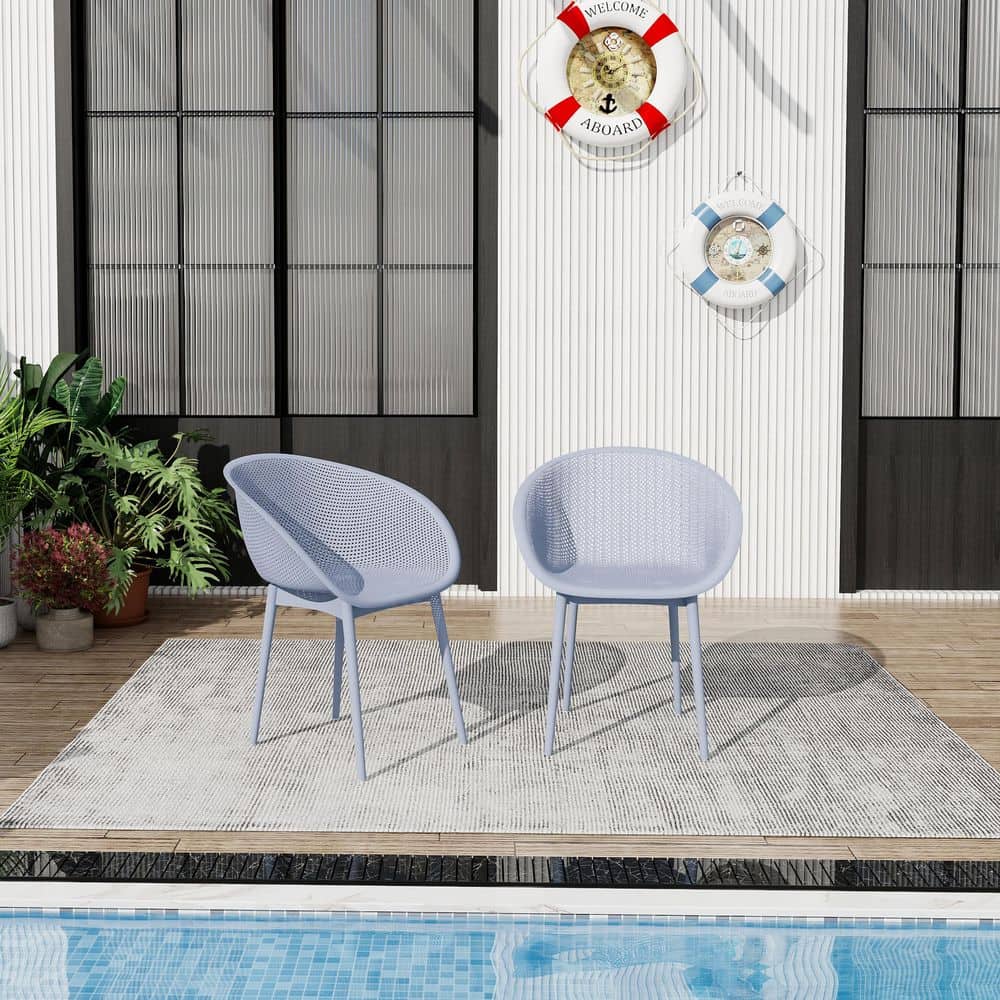 Blue Polypropylene Outdoor Dining Chair (Set of 2) price history on PriceWatchPro