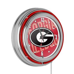 University of Georgia Red Wordmark Lighted Analog Neon Clock