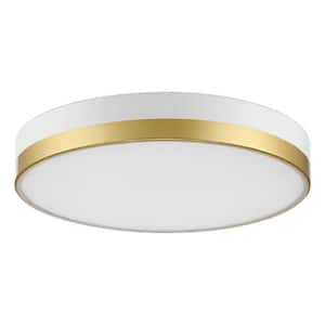 13 in. 20-Watt Slim Dual-Color Dimmable Integrated LED Flush Mount with White Acrylic Shade, White plus Glod