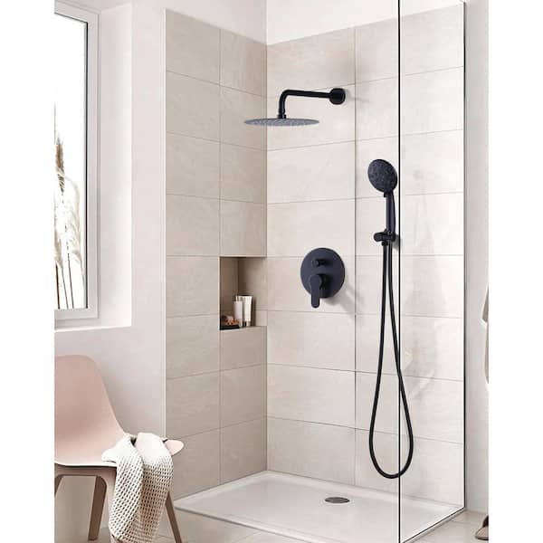 9-Spray Patterns with 1.8 GPM 10 in. Wall Mounted Bathroom Rain Fixed Shower Heads in Oil Rubbed Bronze