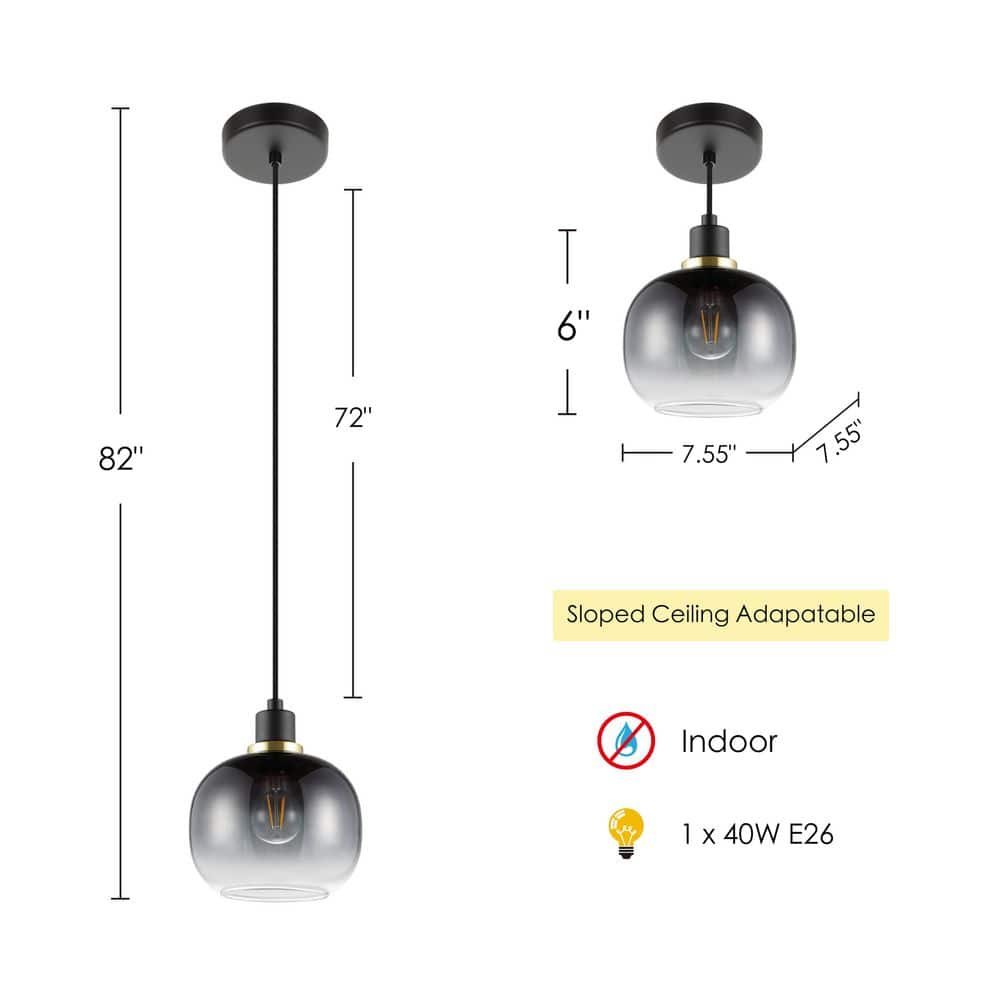 Oilella 6" Black Glass Mini Pendant Light