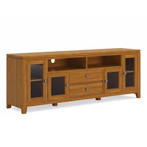 Cosmopolitan 72 in. Light Golden Brown Composite TV Stand with 1 Drawer Fits TVs Up to 80 in. with Storage Doors